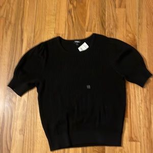New express short sleeve sweater black l large puff sleeve